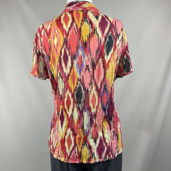 Allison Taylor Button Up Blouse Medium Funky Abstract Southwestern Boho Hipp Vtg - Picture 3 of 15